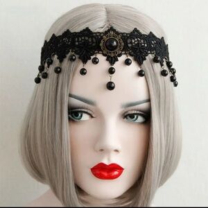 New Beads Black Hairbands For Women Girls Neo-Gothic
